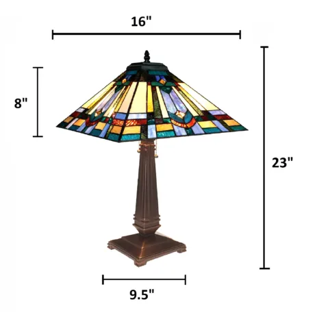 IRWIN Tiffany-style 2 Light Mission Table Lamp 16" Shade