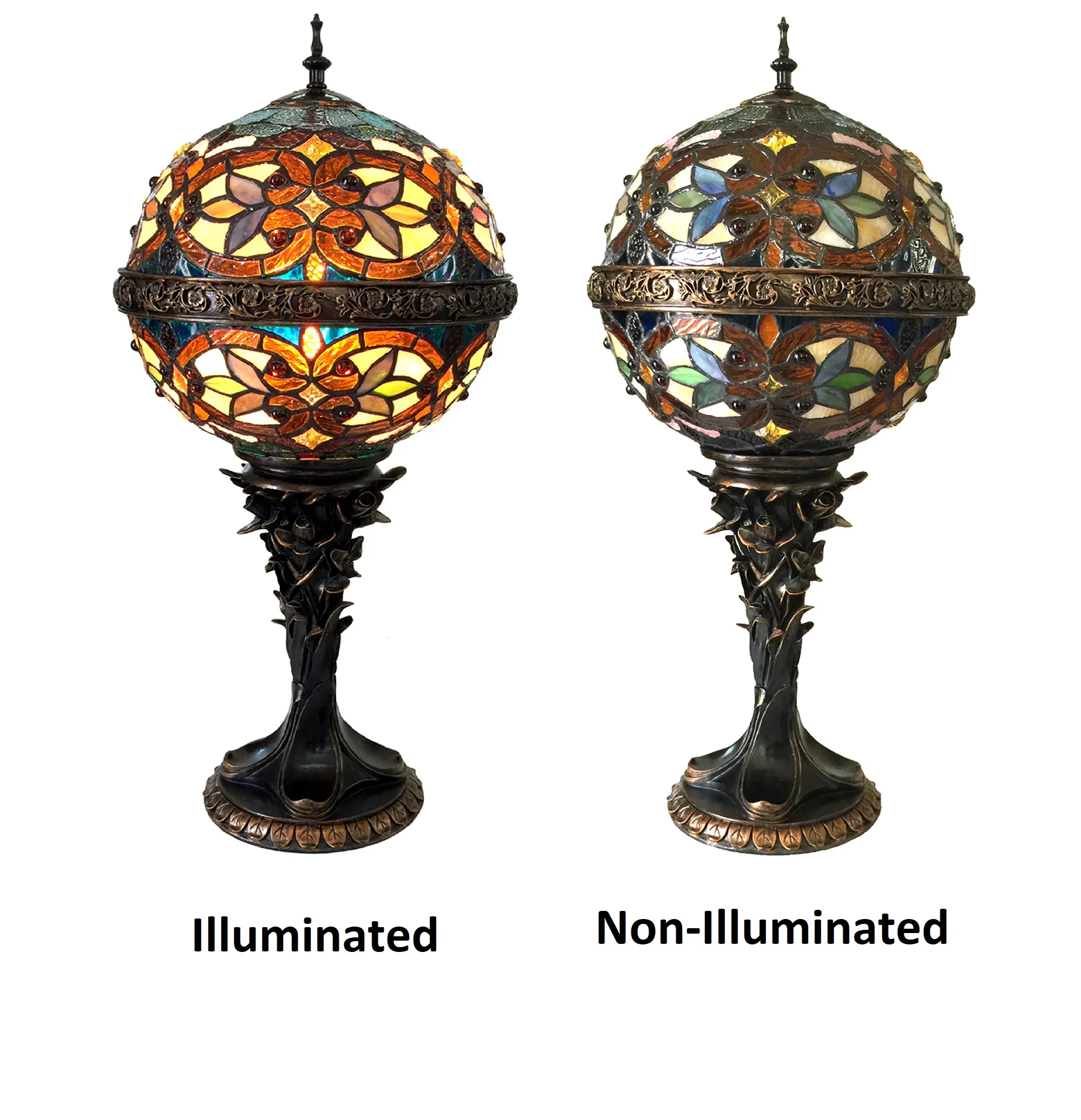 CARMEN Tiffany-style 1 Light Victorian Table Lamp 11" Shade