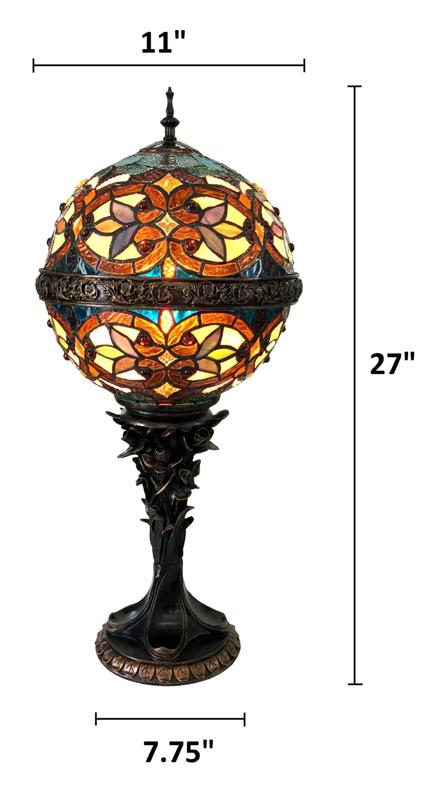 CARMEN Tiffany-style 1 Light Victorian Table Lamp 11" Shade - Image 2
