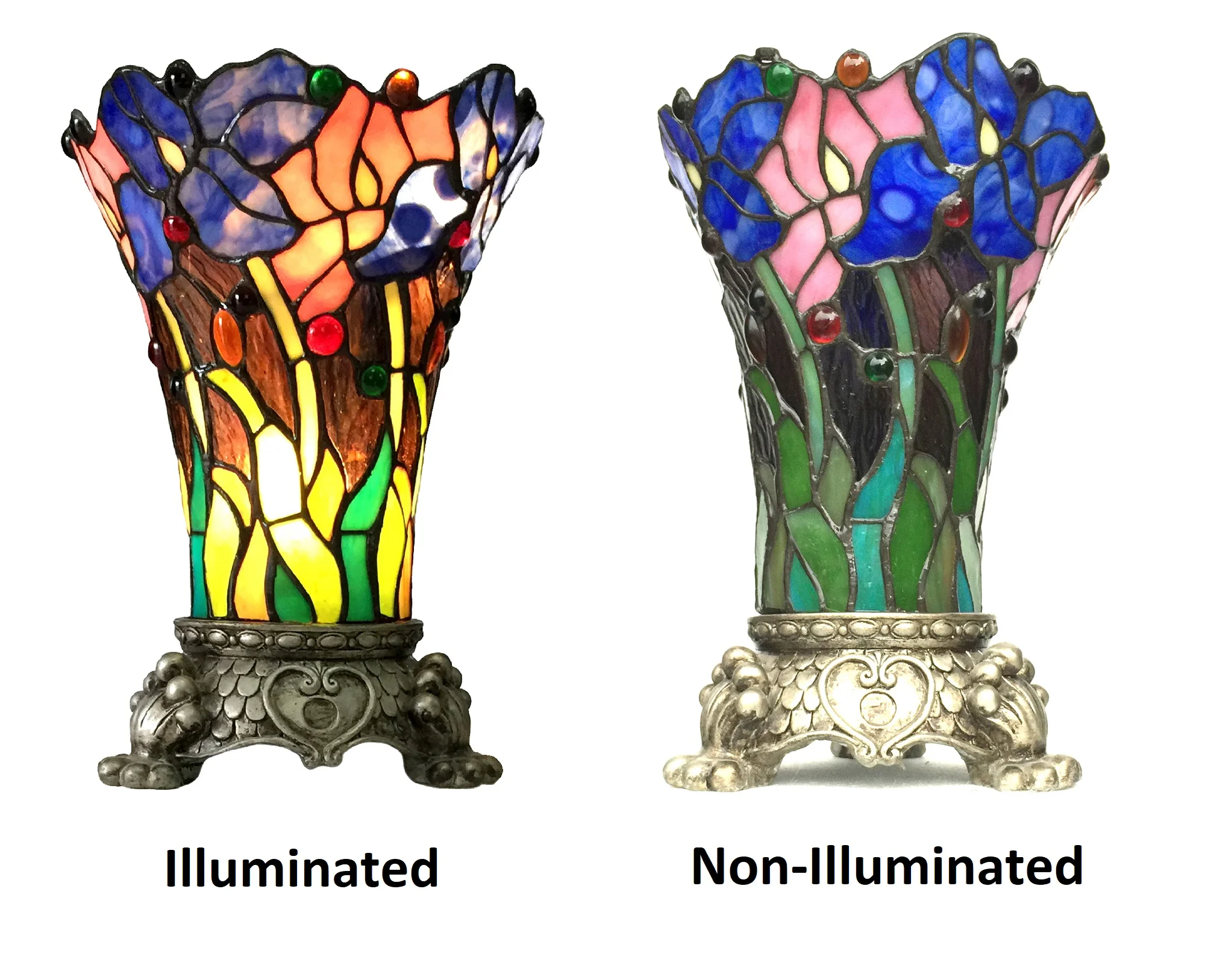 BROOK Floral 1 Light Antique Brass Table Lamp 11" Tall Shade - Image 2