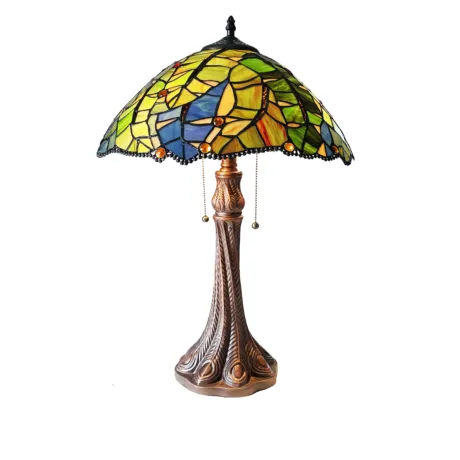 MONSTERA-LEAF Floral-Style 2-Light Antique Dark Bronze Finish Stained Glass Window Panel 24" Tall