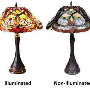 YASMIN Tiffany-Style Victorian Stained Glass Table Lamp 22" Height