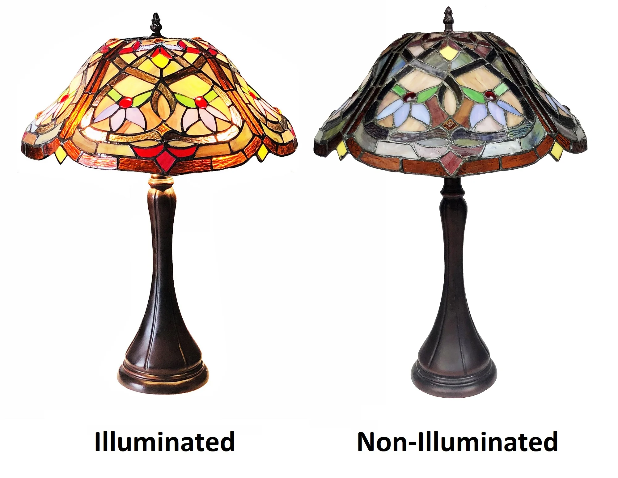 YASMIN Tiffany-Style Victorian Stained Glass Table Lamp 22" Height