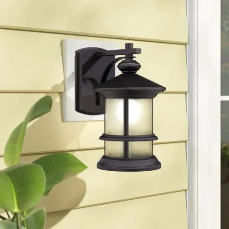 ASHLEY SUPERIORA Transitional 1 Light Textured Black Outdoor Wall Sconce