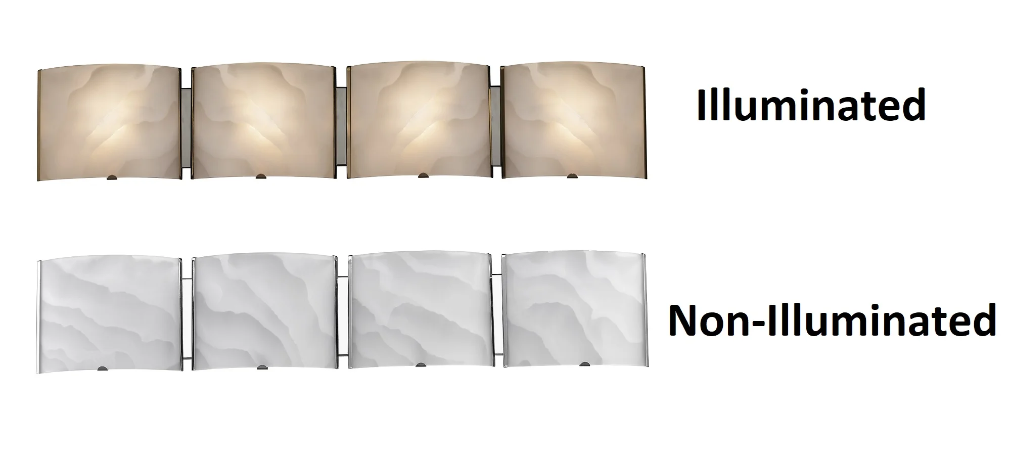 AMPERE Transitional 4 Light Chrome Metallic Bath Vanity Wall Fixture White Frosted Alabaster Glass 33" Wide - Image 2