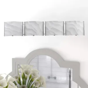 AMPERE Transitional 4 Light Chrome Metallic Bath Vanity Wall Fixture White Frosted Alabaster Glass 33" Wide