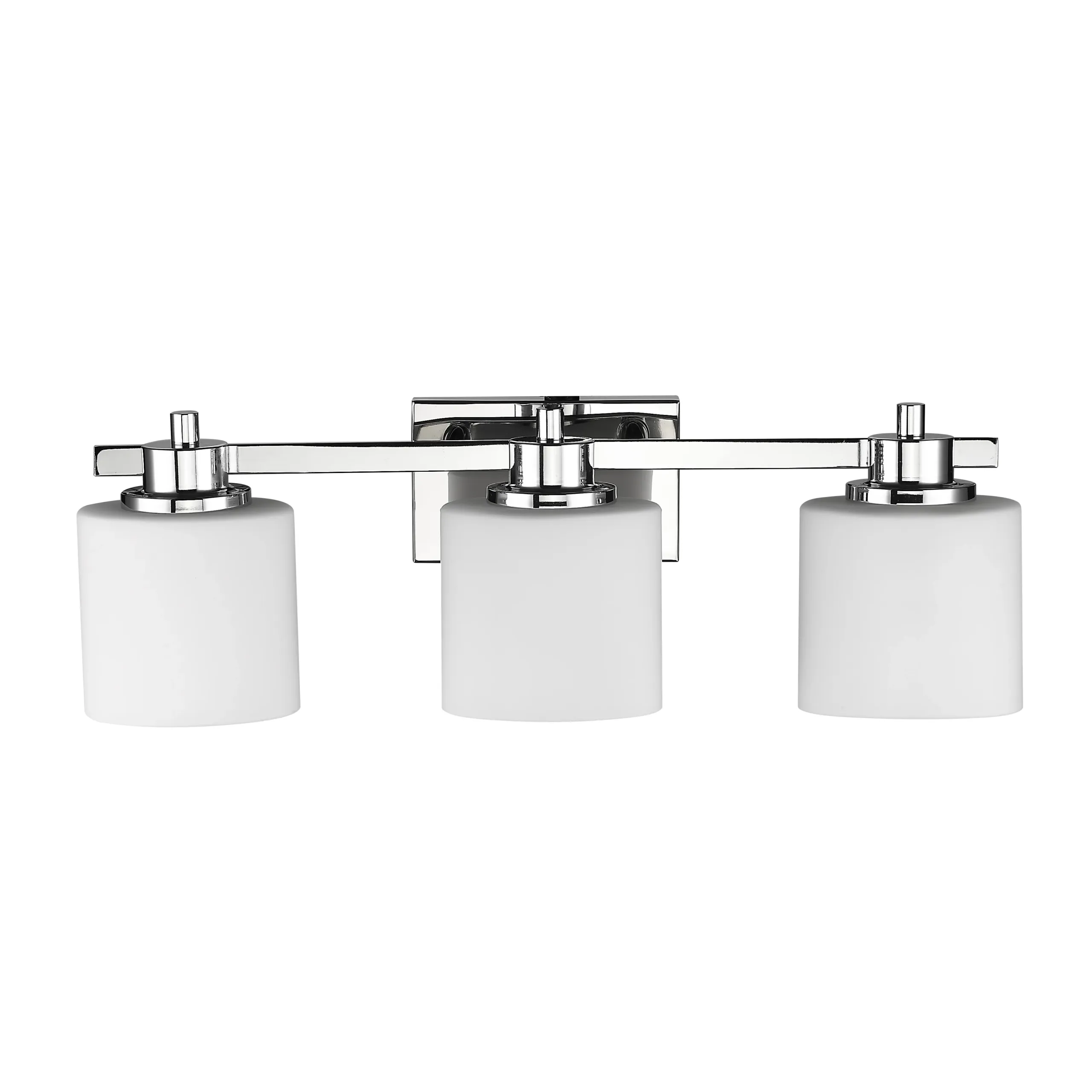 SOLBI Contemporary 3 Light Chrome Finish Bath Vanity Wall Fixture White Alabaster Glass 24" Wide - Image 5