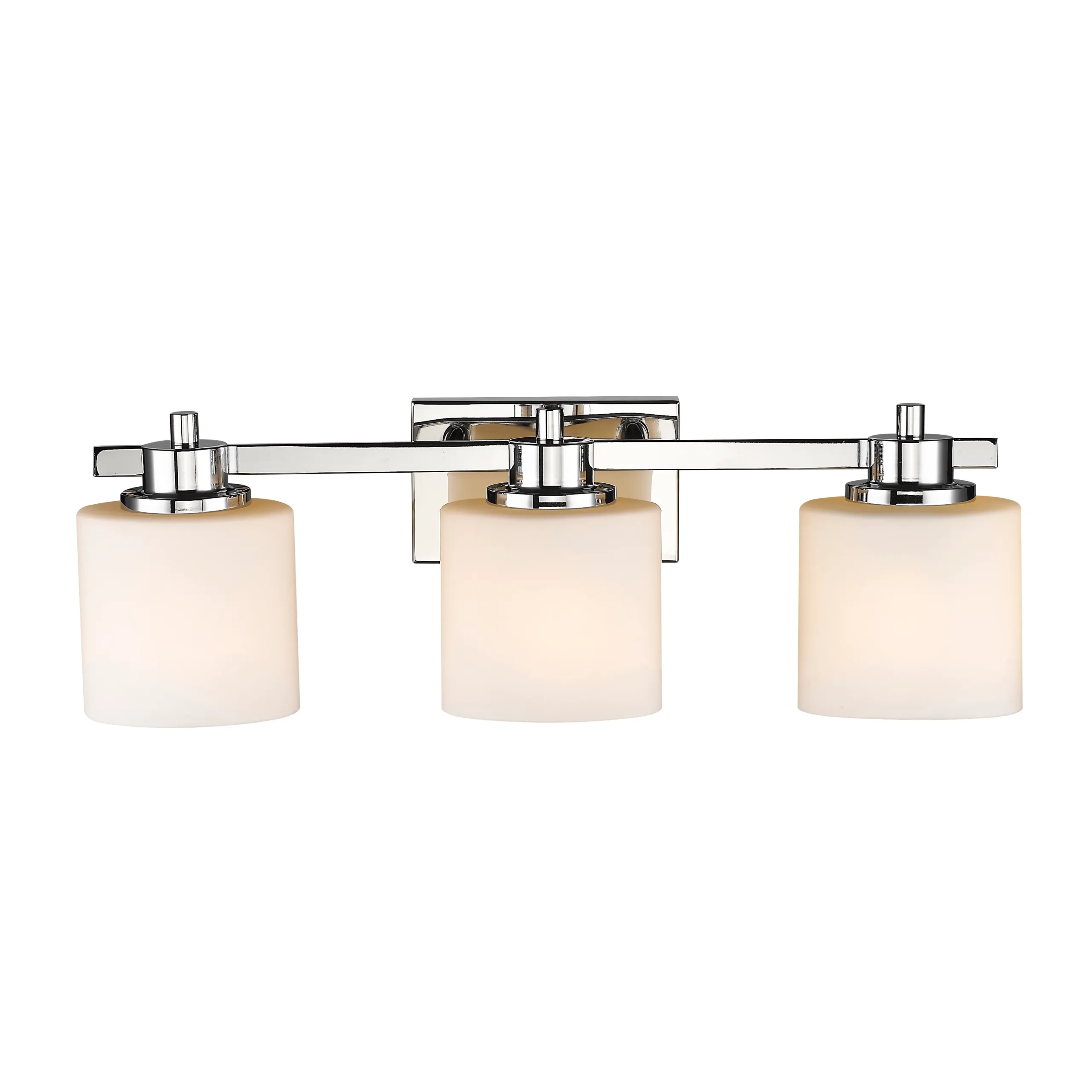 SOLBI Contemporary 3 Light Chrome Finish Bath Vanity Wall Fixture White Alabaster Glass 24" Wide - Image 2