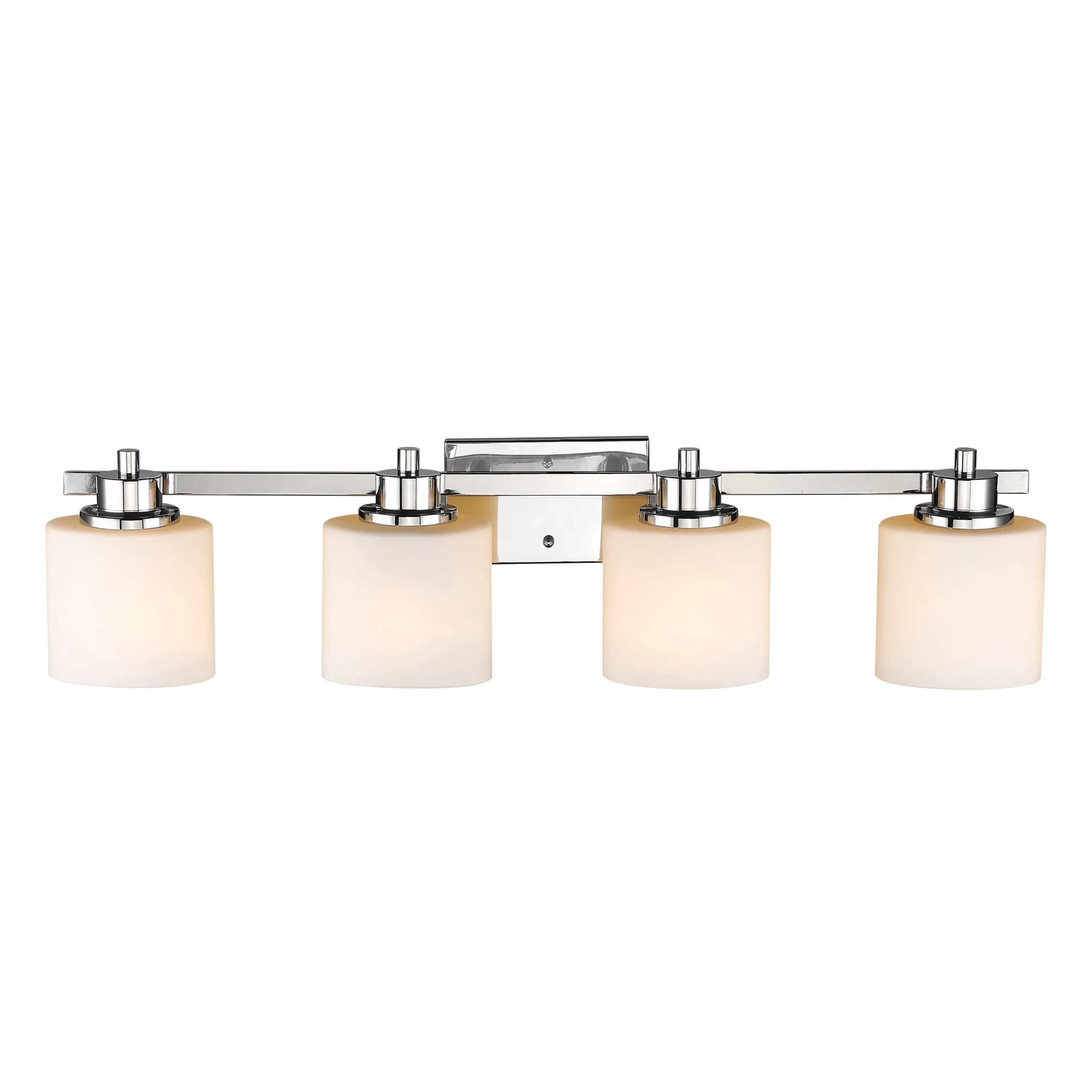 SOLBI Contemporary 4 Light Chrome Finish Bath Vanity Wall Fixture White Alabaster Glass 33" Wide - Image 2
