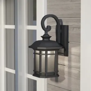 FRANKLIN Transitional 1 Light Black Outdoor Wall Sconce 13" Height