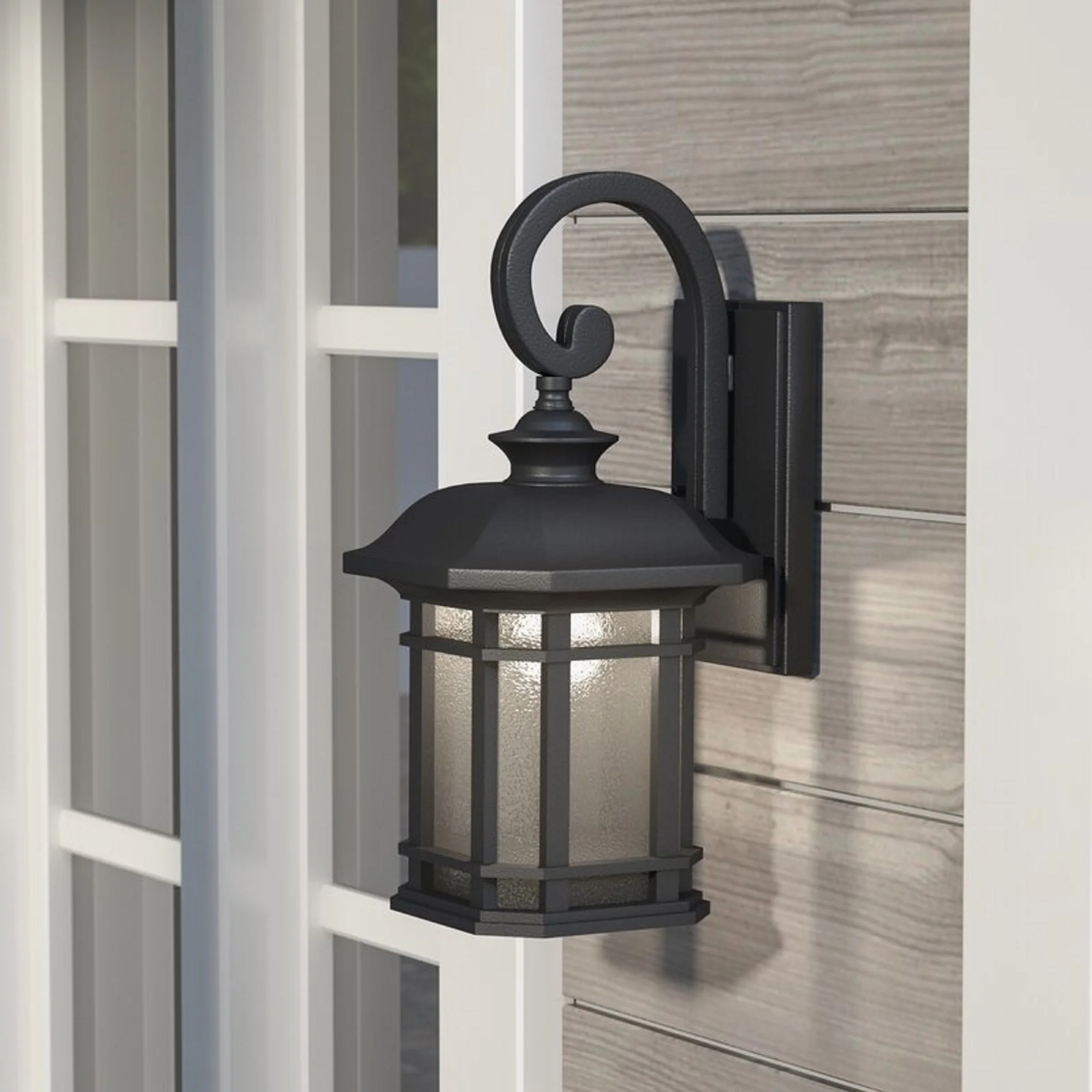 FRANKLIN Transitional 1 Light Black Outdoor Wall Sconce 13" Height