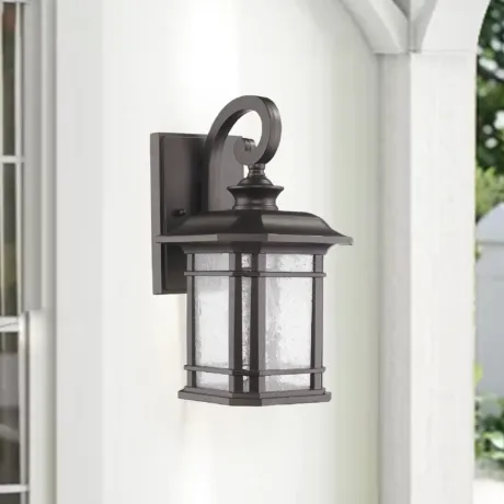 FRANKLIN Transitional 1 Light Black Outdoor Wall Sconce 17" Height