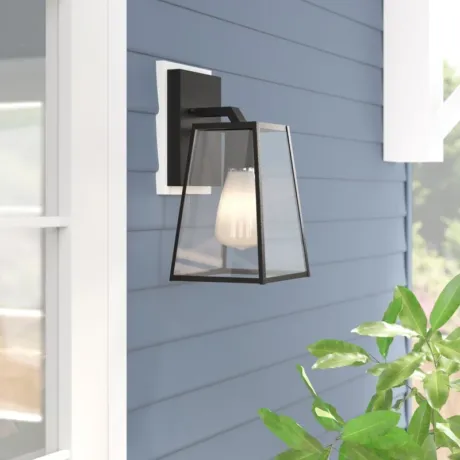 LEODEGRANCE Transitional 1 Light Black Outdoor Wall Sconce 14" Height