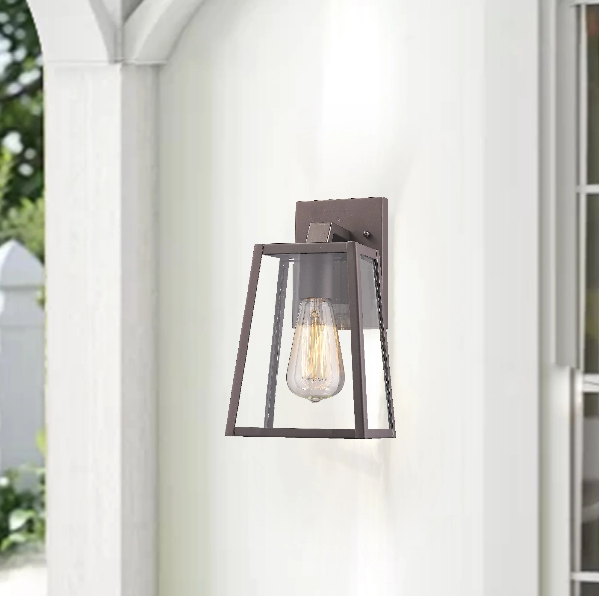 LEODEGRANCE Transitional 1 Light Black Outdoor Wall Sconce 14" Height - Image 2