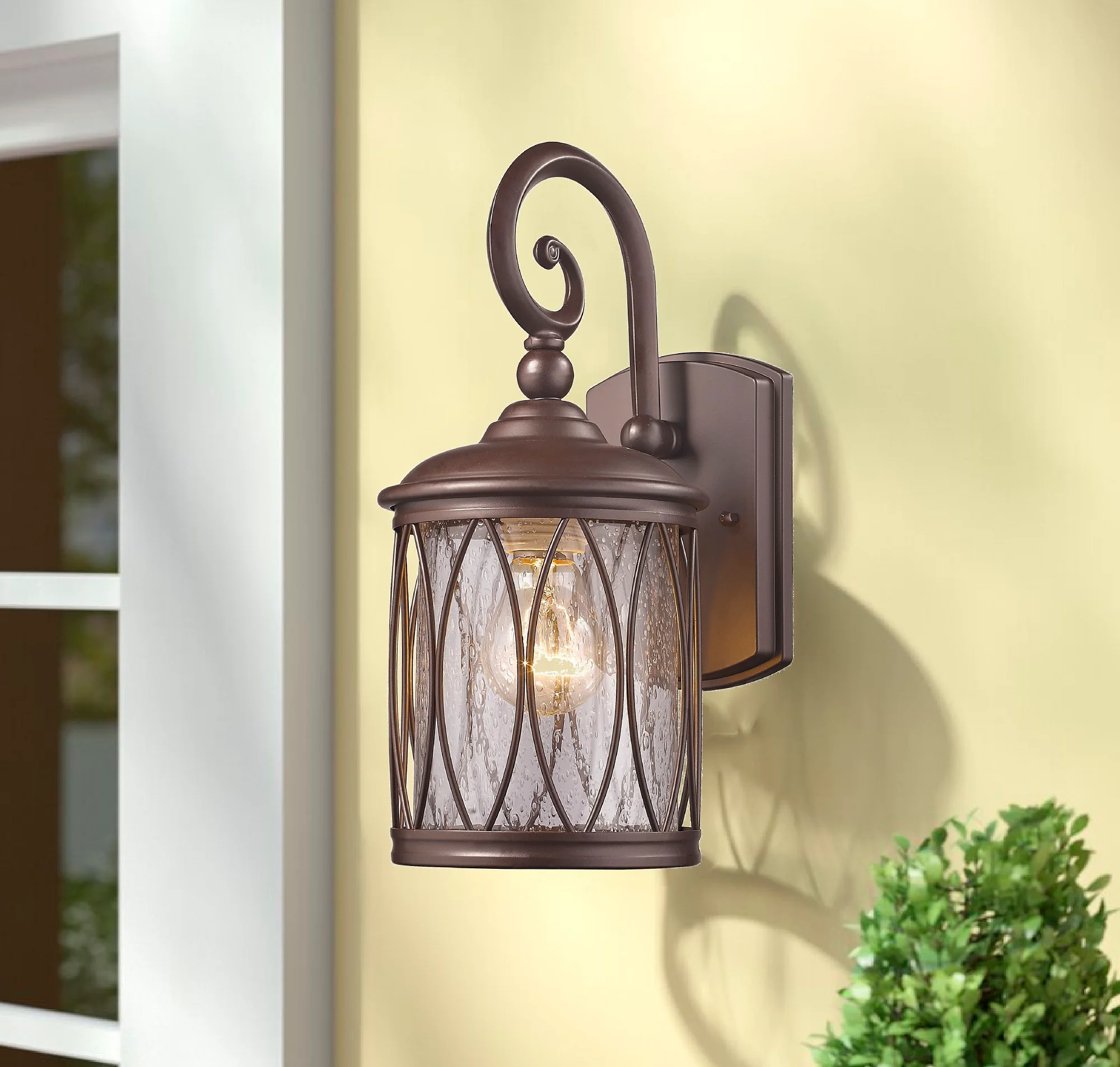DINADAN Transitional 1 Light Black Outdoor Wall Sconce 13" Height