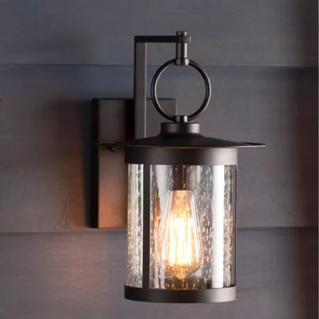 GRIFLET Transitional 1 Light Rubbed Bronze Outdoor Wall Sconce 12" Height