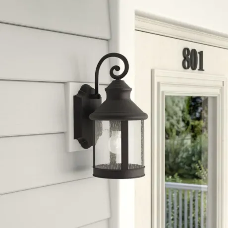 GALAHAD Transitional 1 Light Black Outdoor Wall Sconce 12" Height