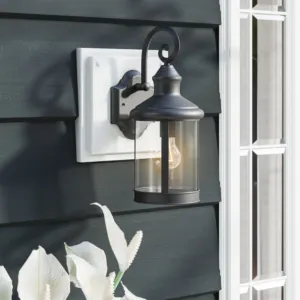 GALAHAD Transitional 1 Light Black Outdoor Wall Sconce 16" Height