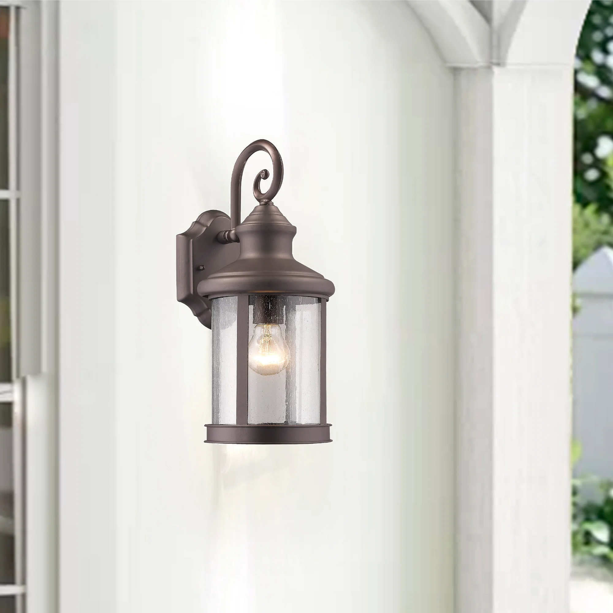 GALAHAD Transitional 1 Light Black Outdoor Wall Sconce 12" Height - Image 2