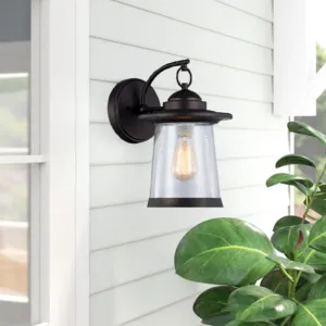 LINON Transitional 1 Light Black Outdoor Wall Sconce 13" Height