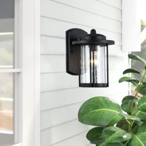 DOLAN Transitional 1 Light Black Outdoor Wall Sconce 11" Height