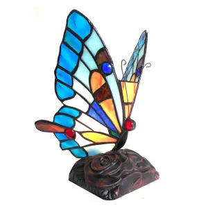 KACY 5 Tiffany-style 1 Light Butterfly Accent Table Lamp 9" Tall