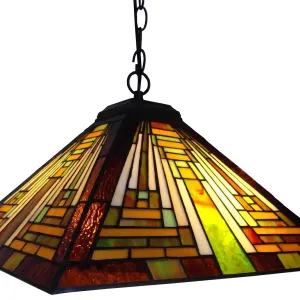 Tiffany-style 2 Light Mission Hanging Pendant Fixture 16" Shade
