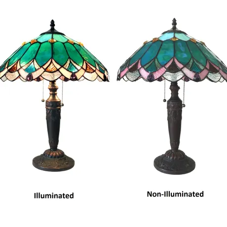 DEMETER Tiffany-style 2 Light Table Lamp 16" Shade