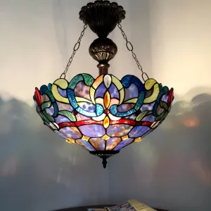 NORA Tiffany Style Victorian 2 Light Inverted Ceiling Pendant 18" Shade