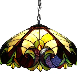 LIAISON Tiffany-style 2 Light Victorian Ceiling Pendent 18" Shade