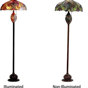 LIAISON Tiffany-style 3 Light Victorian Double Lit Floor Lamp 18" Shade