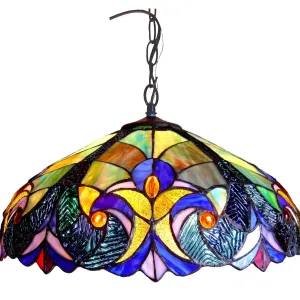 LIAISON Tiffany-style 2 Light Victorian Ceiling Pendent 18" Shade