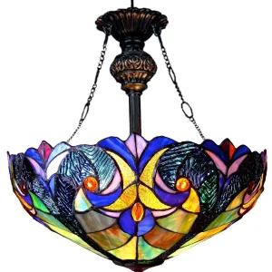 LIAISON Tiffany-style 2 Light Victorian Inverted Ceiling Pendant 18" Shade