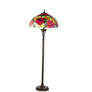 PEGGY Tiffany-style 2 Light Roses Floor Lamp 18" Shade