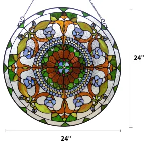 VIOLETTA Tiffany-glass Victorian Window Panel 24"
