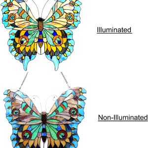 MARIPOSA Tiffany-glass Butterfly Window Panel 20x21