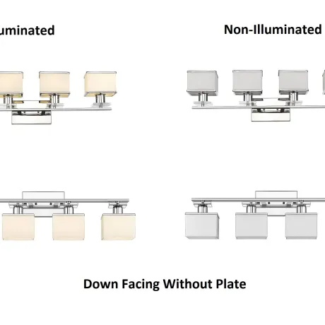 TRILLUMINATE Contemporary 4 Light Chrome Finish White Opal Glass Bath Vanity Wall Fixture 32" Wide