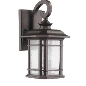 FRANKLIN Transitional 1 Light Rubbed Bronze Outdoor Wall Sconce 17" Height