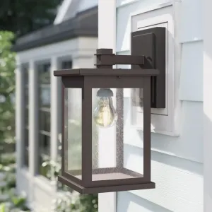 TRISTAN Transitional 1 Light Rubbed Bronze Outdoor Wall Sconce 14" Height