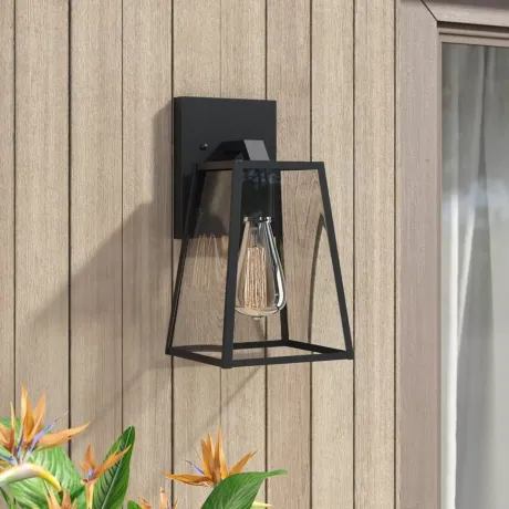 XANDRA Industrial 1 Light Textured Black Outdoor Wall Sconce 16" Tall