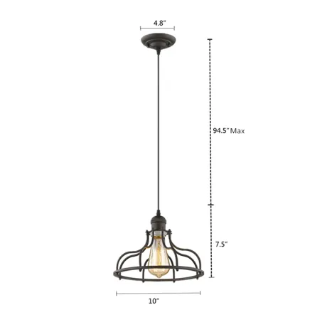JAXON Industrial-style 1 Light Rubbed Bronze Ceiling Mini Pendant 10" Wide
