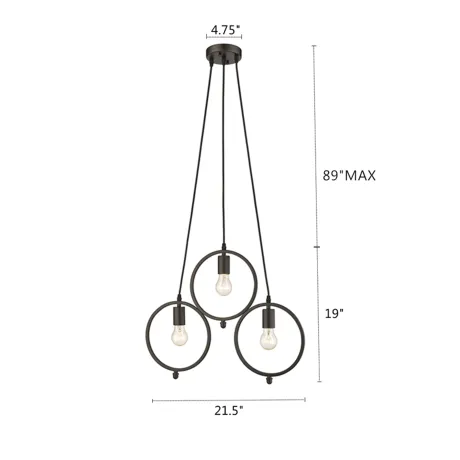 IRONCLAD Industrial 3 Light Rubbed Bronze Ceiling Pendant 21.5" Wide