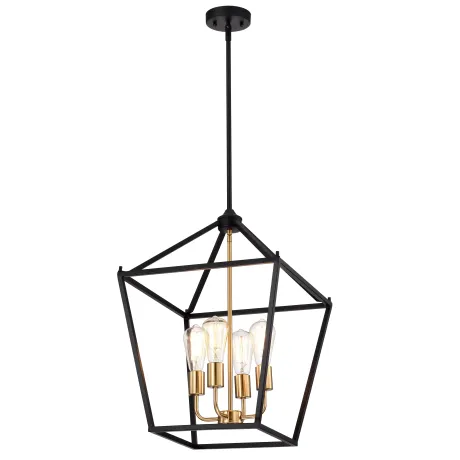 IRONCLAD Industrial 4 Light Textured Black Inverted Pendant Ceiling Fixture 16" Wide
