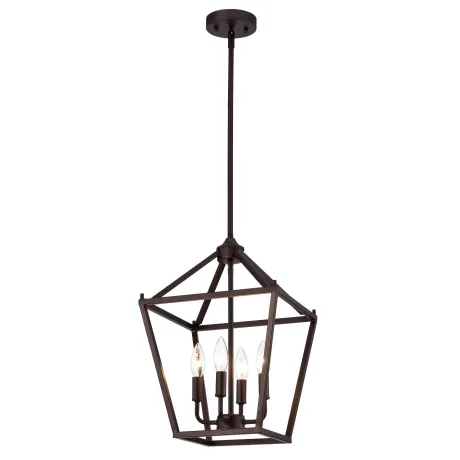 IRONCLAD Industrial 4 Light Oil Rubbed Bronze Inverted Pendant Ceiling Fixture 12" Wide