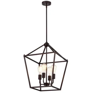 IRONCLAD Industrial 4 Light Oil Rubbed Bronze Inverted Pendant Ceiling Fixture 16" Wide