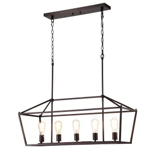 IRONCLAD Industrial 5 Light Oil Rubbed Bronze Island Pendant Ceiling Fixture 36" Wide
