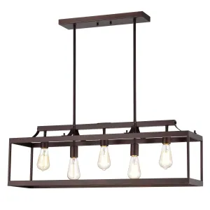 IRONCLAD Industrial 5 Light Oil Rubbed Bronze Island Pendant Ceiling Fixture 36" Wide