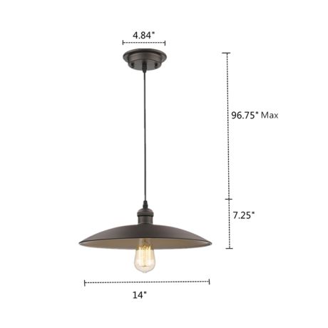 IRONCLAD Industrial-style 1 Light Rubbed Bronze Ceiling Mini Pendant 14" Wide