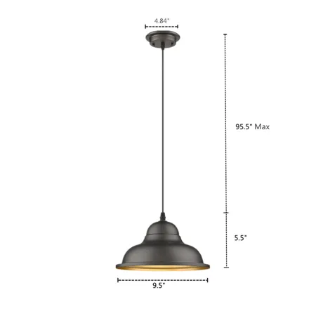 IRONCLAD Industrial-style 1 Light Rubbed Bronze Ceiling Mini Pendant 10" Wide
