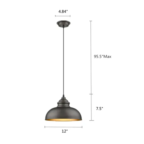 IRONCLAD Industrial-style 1 Light Rubbed Bronze Ceiling Mini Pendant 12" Wide